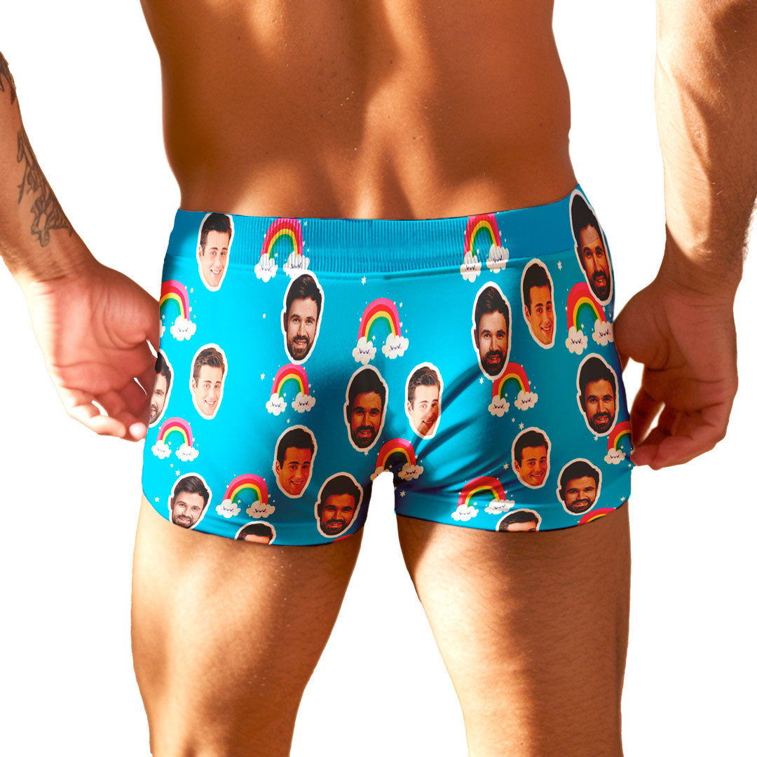 Cueca Personalizada Arco-íris Azul verso